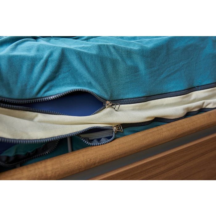 Green nursing blanket completely around the mattress for restless sleepers
