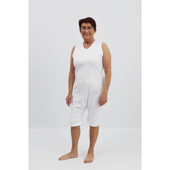 Witte body zonder mouwen met rits tussen de benen