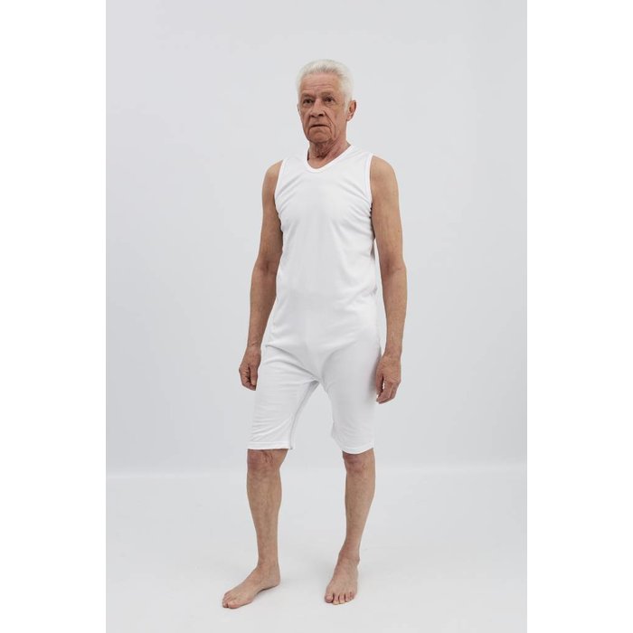 Witte body zonder mouwen met rits tussen de benen