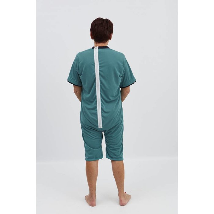 Green pajamas with zipper on the back and between the legs
