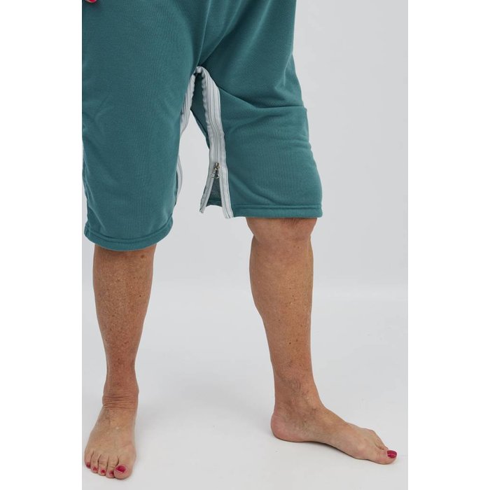 Green pajamas with zipper on the back and between the legs