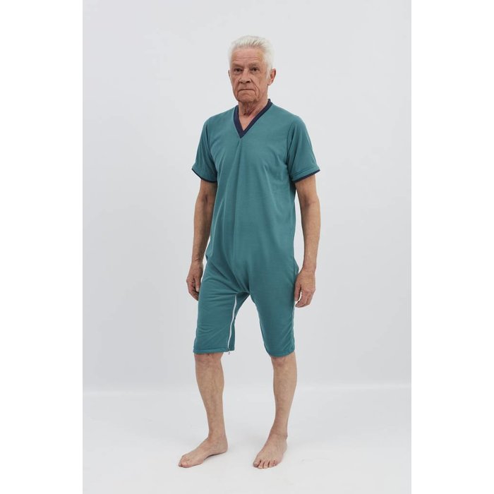 Green pajamas with zipper on the back and between the legs