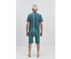 Green pajamas with zipper on the back and between the legs