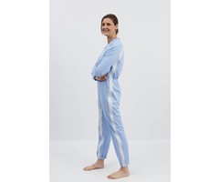 Pajamas with zipper through the shoulder to the side seam and between the legs