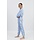 Light blue pajamas with zip fastening via the shoulder to the side seam and between the legs, elastic waist