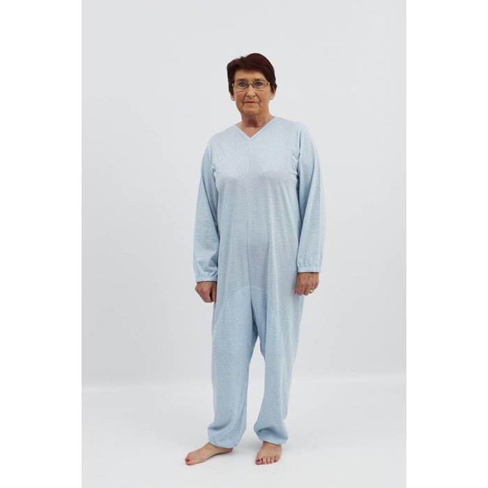 Blue pajamas with zipper on the back