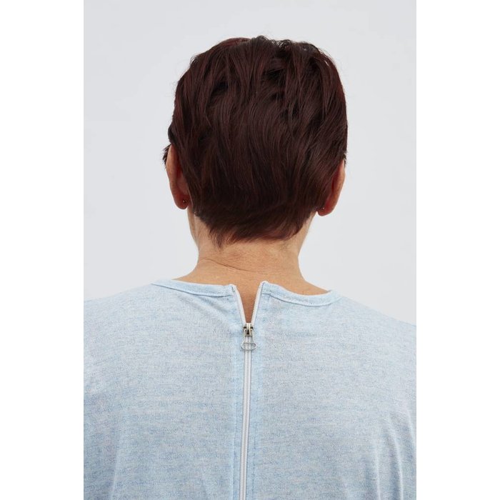 Blue pajamas with zipper on the back