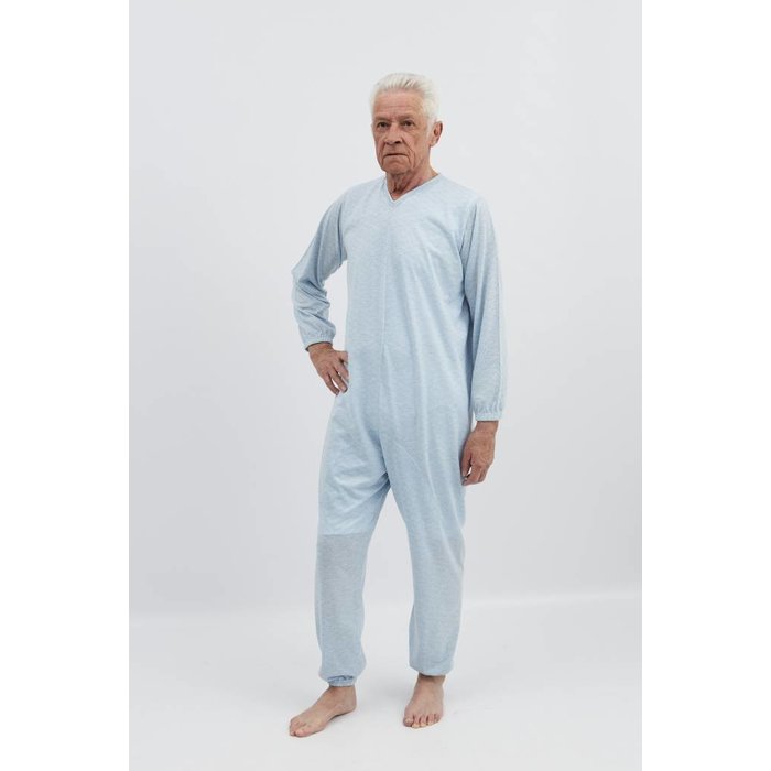 Blue pajamas with zipper on the back