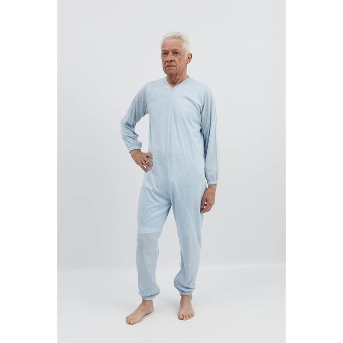 Blue pajamas with zipper on the back