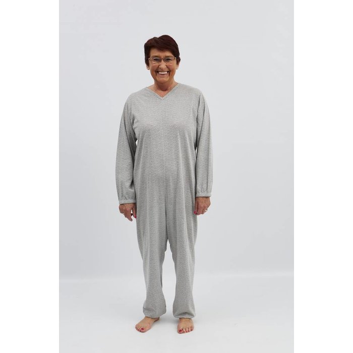Gray pajamas with zipper on the back