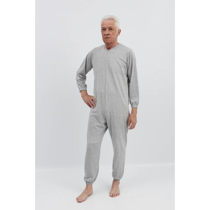 Gray pajamas with zipper on the back