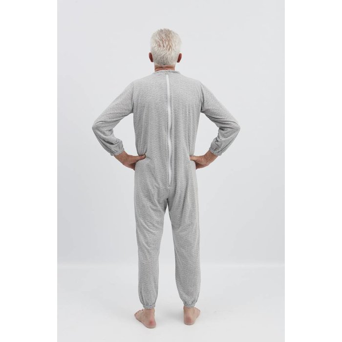 Gray pajamas with zipper on the back