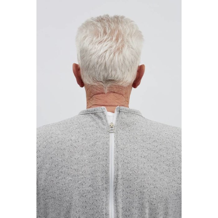Gray pajamas with zipper on the back