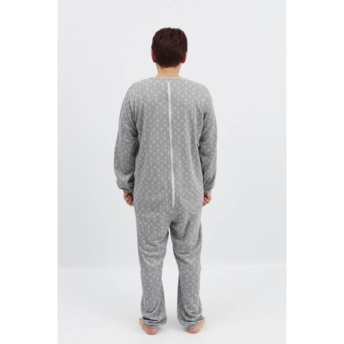 Gray winter pajamas with zipper on the back