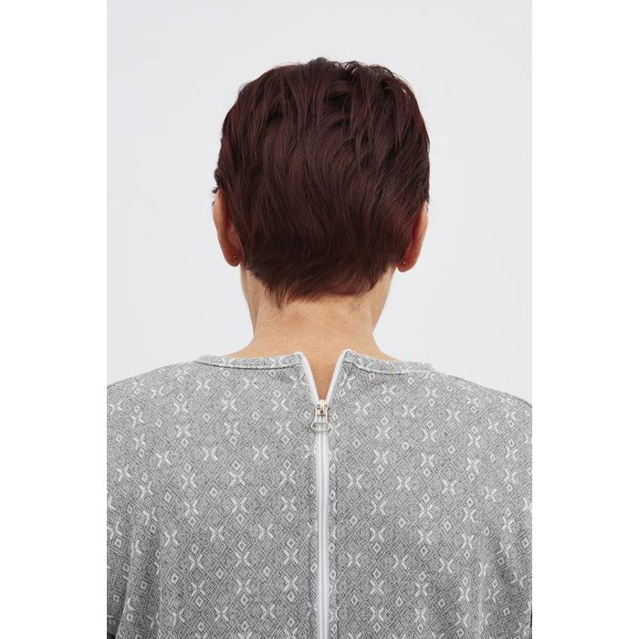 Gray winter pajamas with zipper on the back