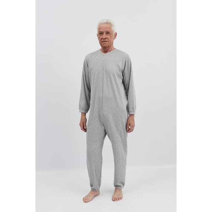 Gray winter pajamas with zipper on the back