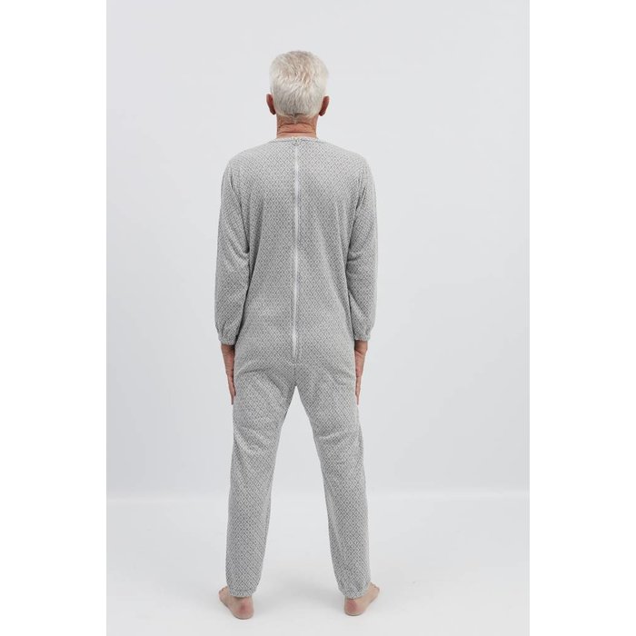 Gray winter pajamas with zipper on the back