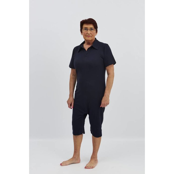 Navy blue polo with zipper between the legs Homecare Webshop