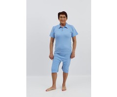 Polo bleu clair avec fermeture à glissière entre les jambes