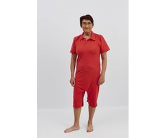 Polo rouge en une pièce avec fermeture à glissière entre les jambes