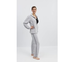 Gray rehabilitation pants with zip fastening at the side seams