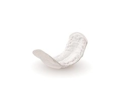 Incontinence pad with central adhesive strip on the outside