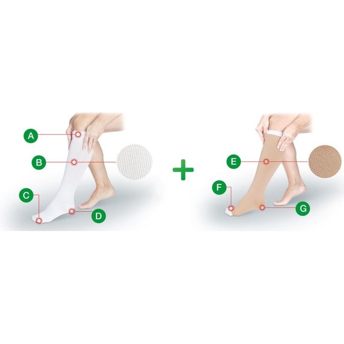 Compression stockings in 2 parts with a silky structure