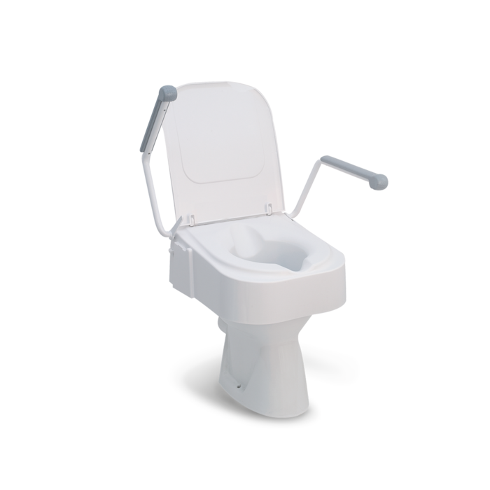 Height-adjustable toilet raiser with folding armrests - Adjustable to 3 different heights