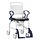 Height adjustable shower/toilet chair with swivelling and removable footrests