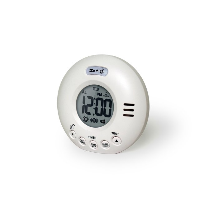 Loud vibrating alarm clock in travel format