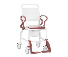 Toilet chair on wheels, height adjustable