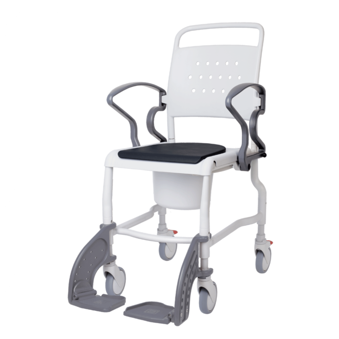 Toilet chair on wheels, height adjustable