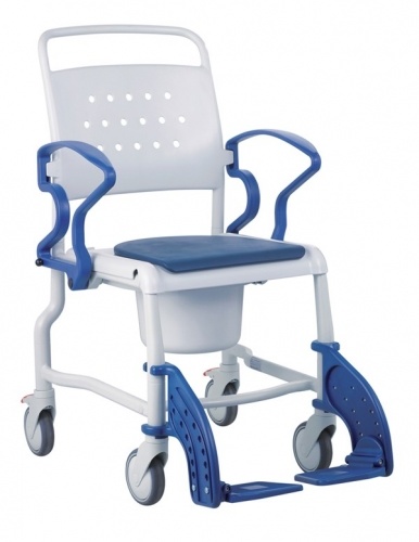 Chaise de toilette sur roulettes, réglable en hauteur