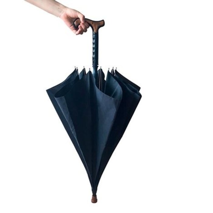 Umbrella/walking stick combination black