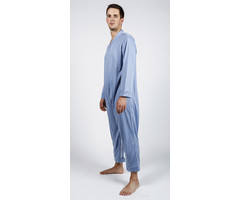 Nursing pajamas with leg zipper - steel blue