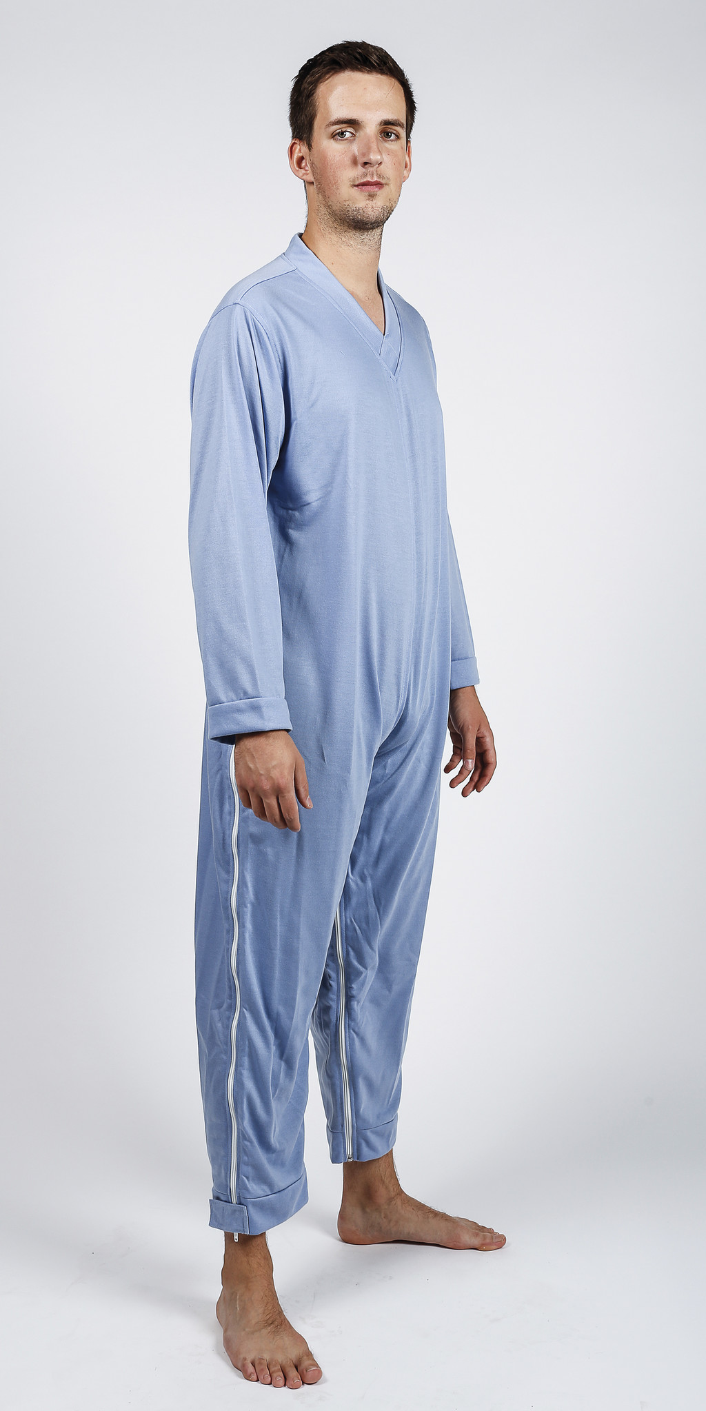 Pyjama d'allaitement avec jambe et fermeture à glissière latérale - bleu  acier - Livraison gratuite - Soins à Domicile Webshop