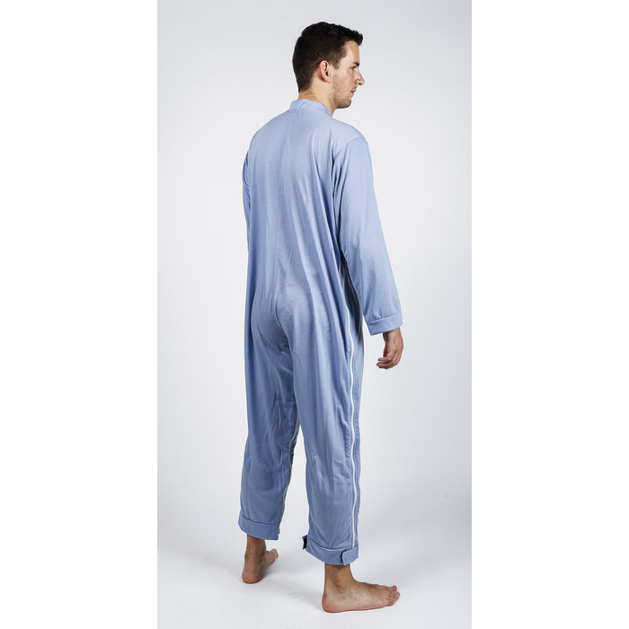 Verpleegpyjama met rugrits tot aan de navel met lange mouwen en broekspijpen