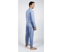 Pyjama d'allaitement à glissière dorsale en acier bleu