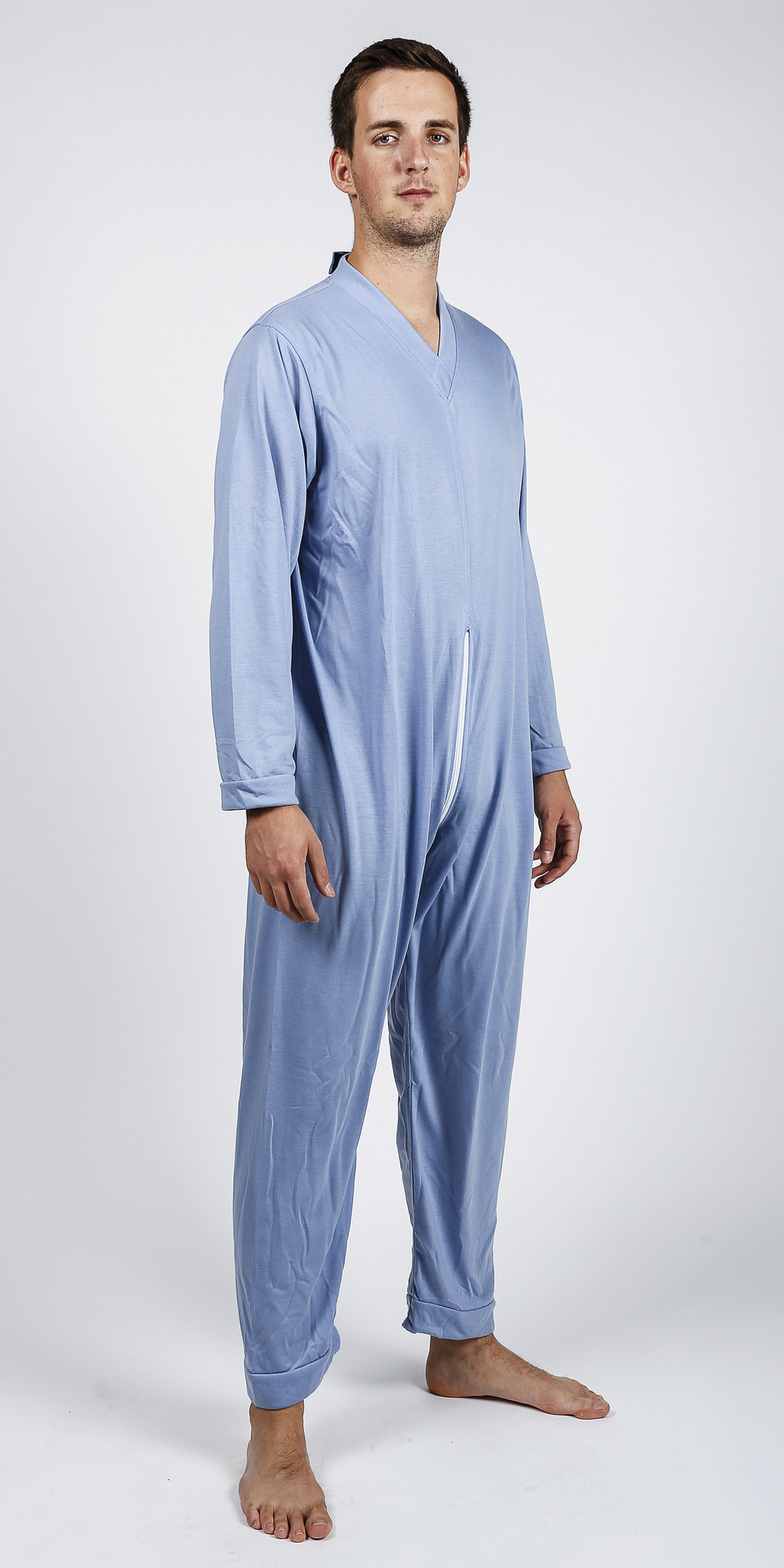 Nursing pajamas with back zipper steel blue - Free shipping