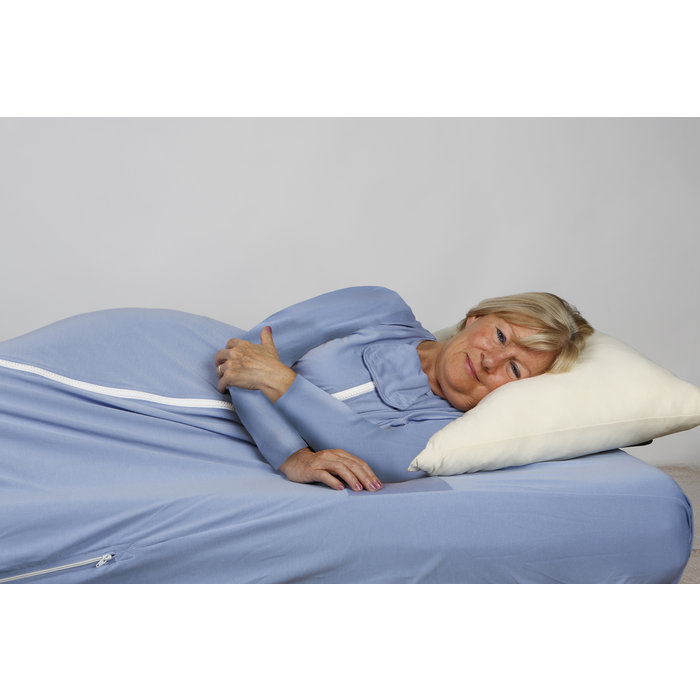 Nursing blanket with sleeves (model fitted sheet) steel blue