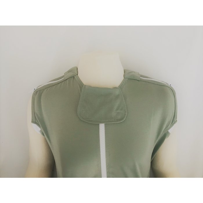 Nursing blanket with shoulder zippers (model fitted sheet) gray-green
