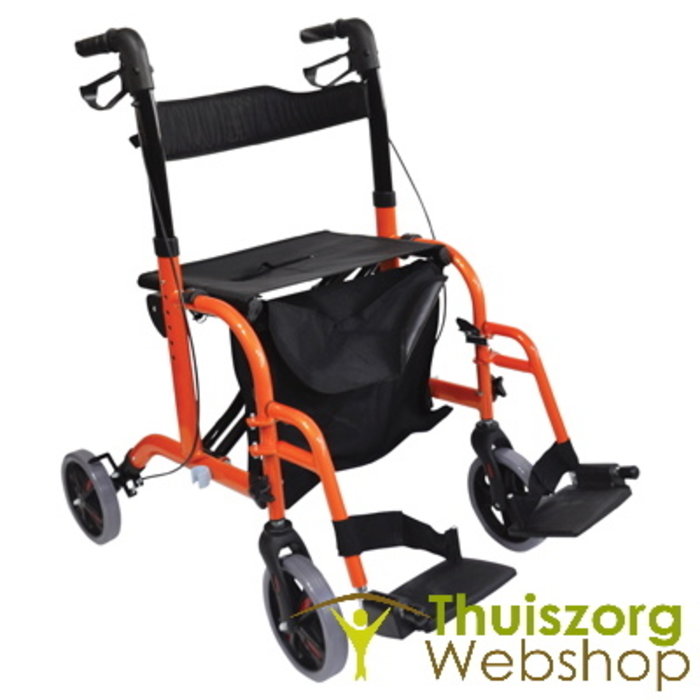 2 in 1 rollator en transportstoel