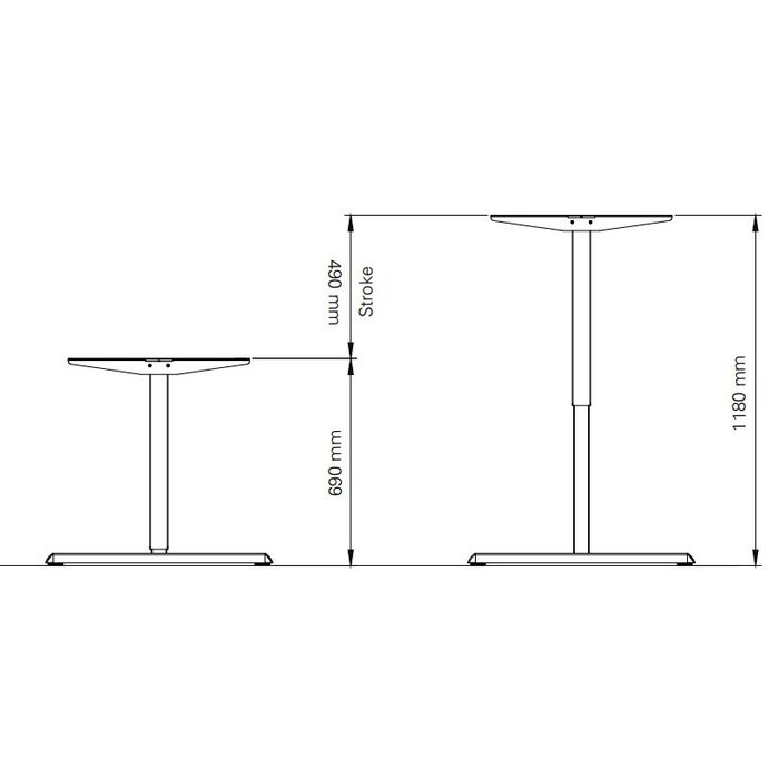 Electric high-low desk, adjustable in width 100-150 cm