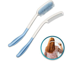 Long handled brush and comb set