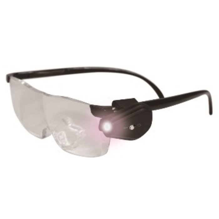 Clip-on glasses with magnifying glass x 1.6 with LED lamp