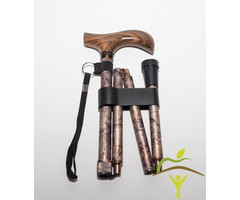 Pluviose folding walking stick with wooden handle - available in various colours