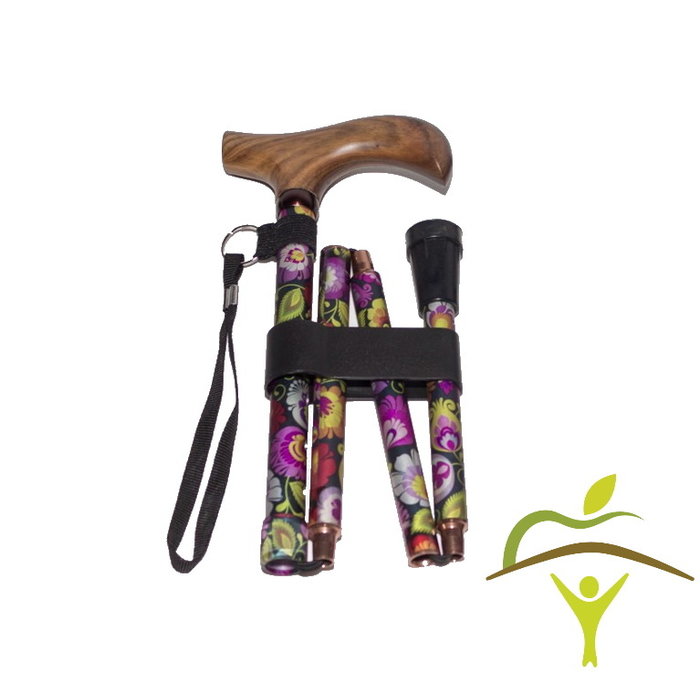 Pluviose walking stick Fantasy foldable with wooden handle