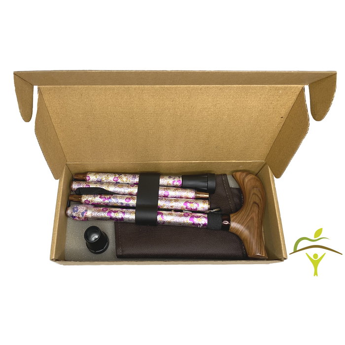 Canne de marche Pluviose Fantasy pliable avec manche en bois