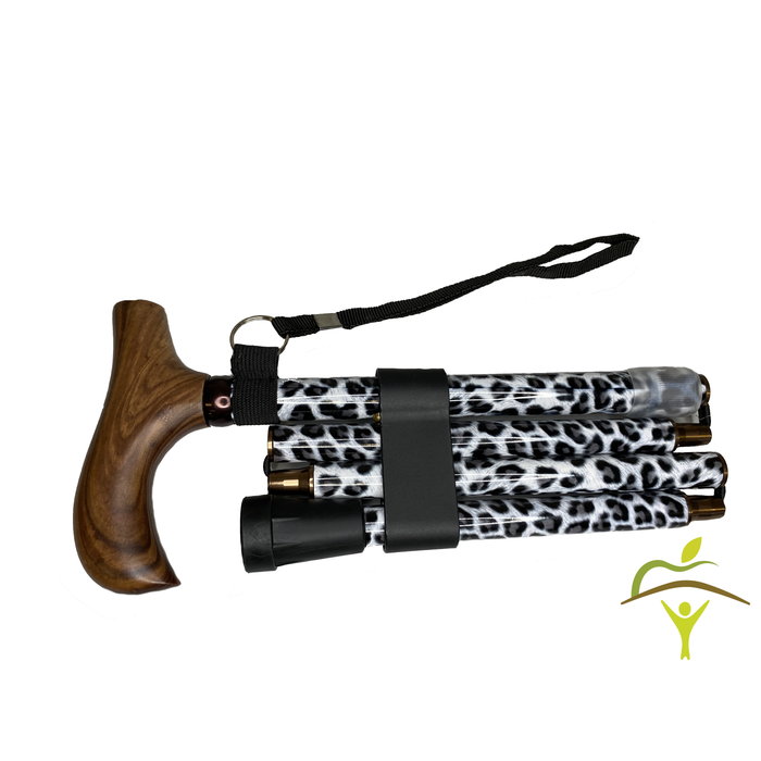 Canne de marche Pluviose Fantasy pliable avec manche en bois