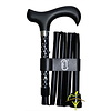 Finna folding and adjustable walking stick, black wooden handle, special finish